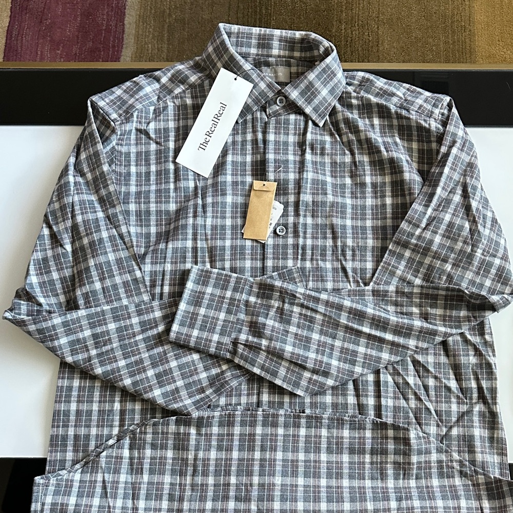 The Neiman Marcus Black and White Plaid Men's Shirt